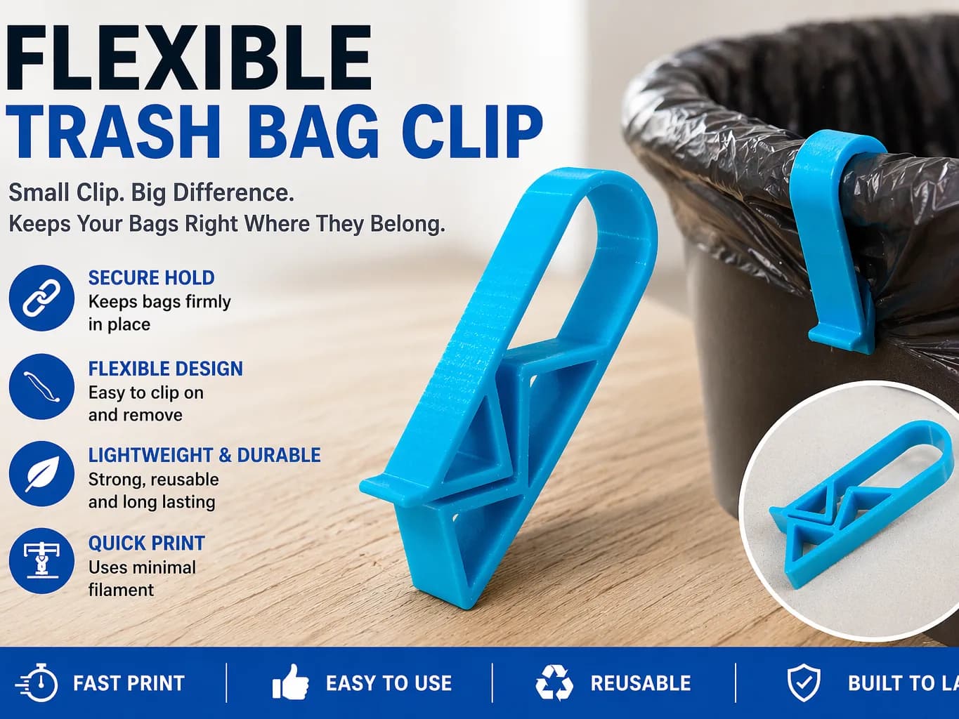 Flexible Trash Bag Clip