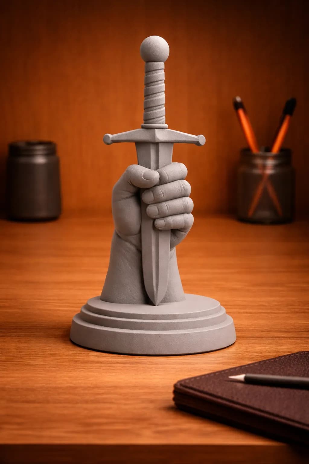 Hand Holding Sword Sculpture