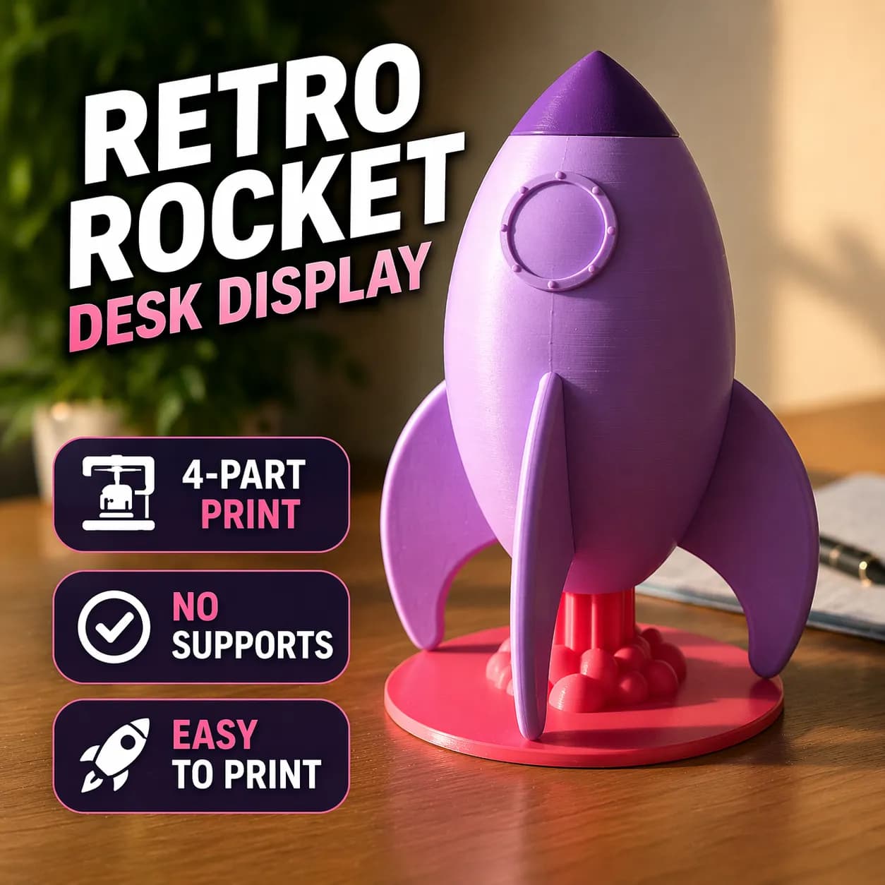 Retro Rocket Desk Display - Image 1