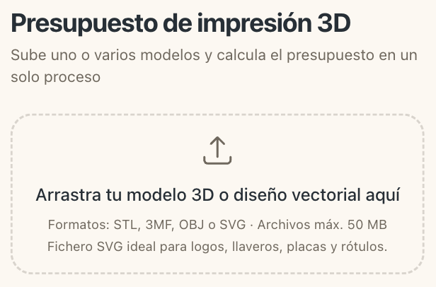 Subida de un archivo SVG en el presupuesto