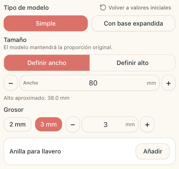 Selector de tipo de modelo