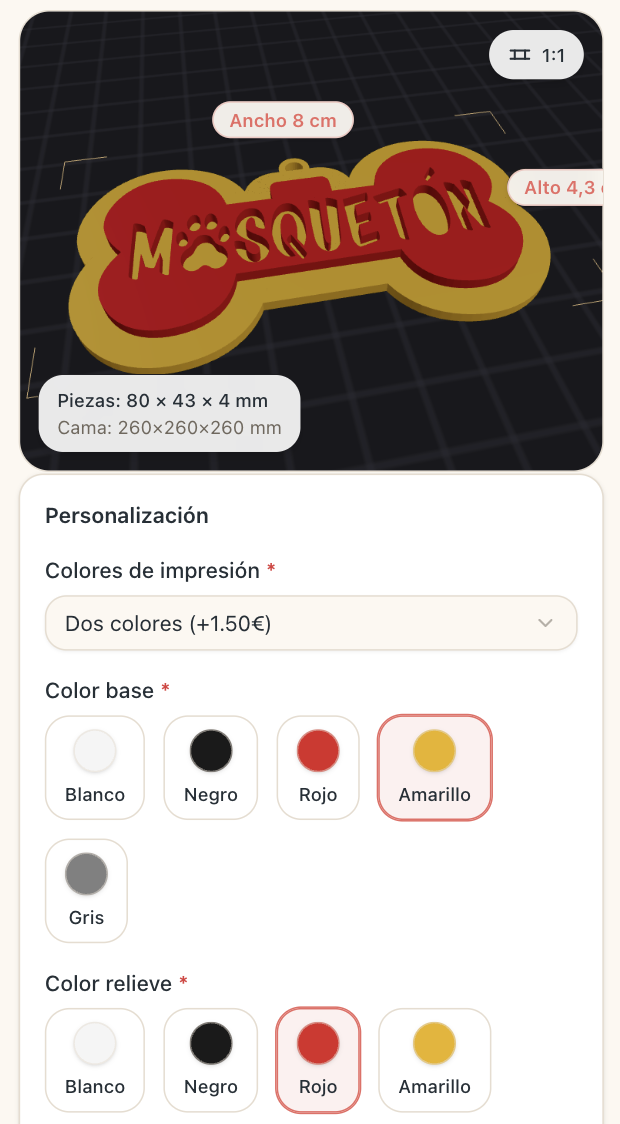 Configuración de colores de base y relieve